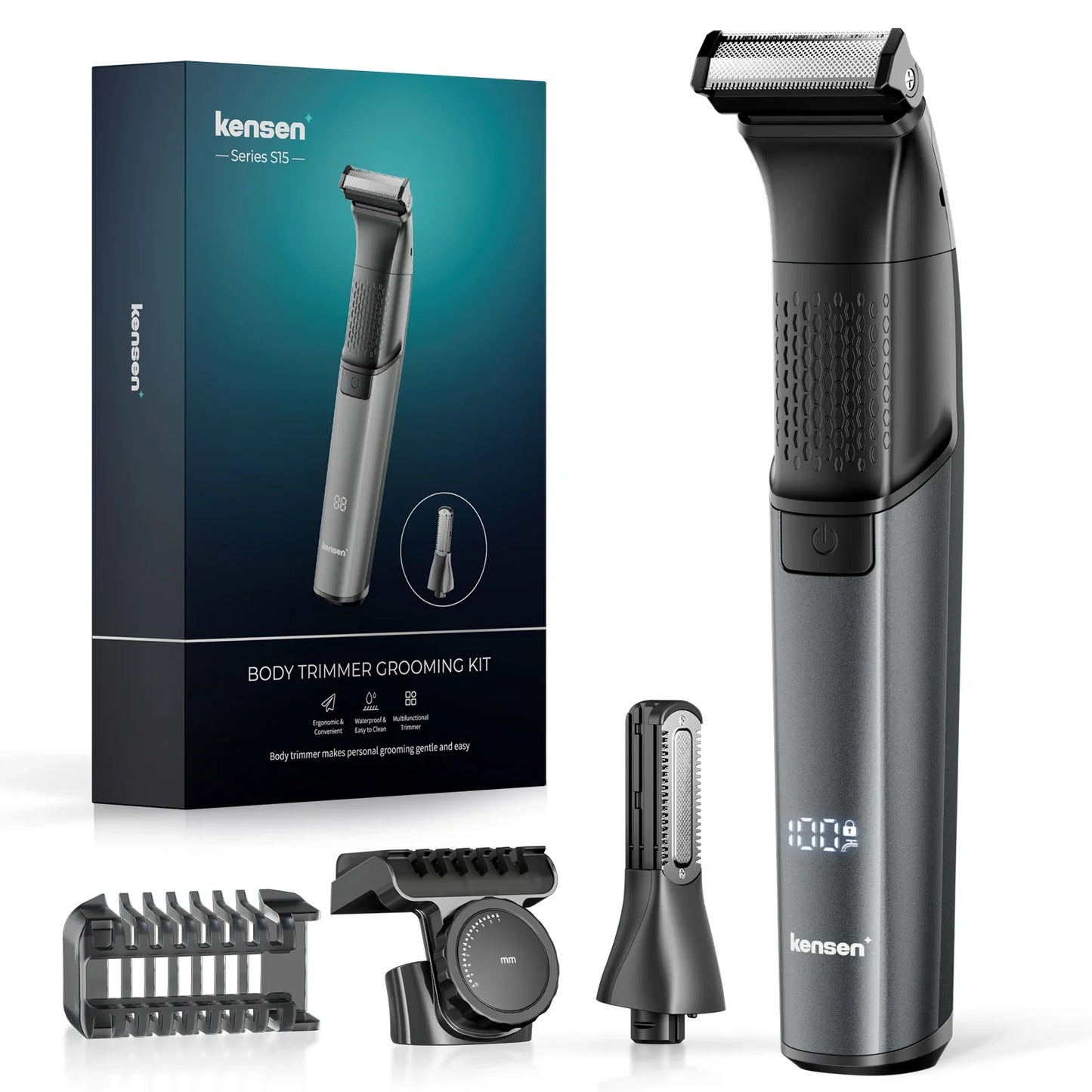 NNEOBA 2-in-1 Dual-Sided Electric Trimmer Shaver Beard Body Razor Black